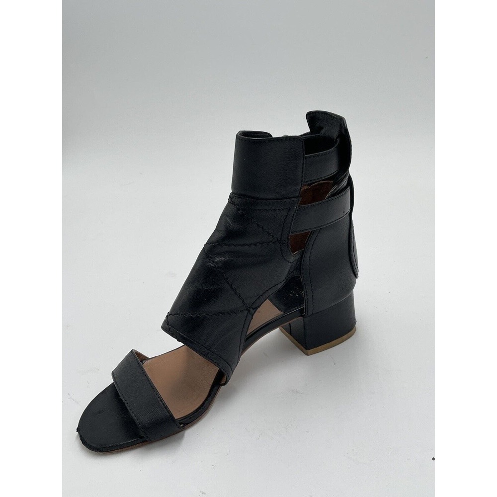 Laurence Decade Black Suede 3 Buckles Open Toe Ankle Shoe Bootie 6.5 Sandal